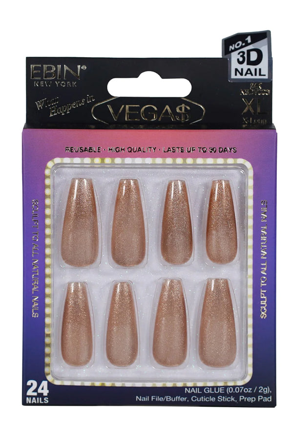 EBIN Press-On Nails What Happens in Vegas - 24K #N3DV006 X-Long
