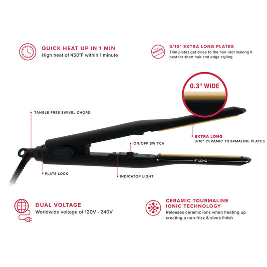 Hot & Hotter Ceramic Pencil Flat Iron #5937