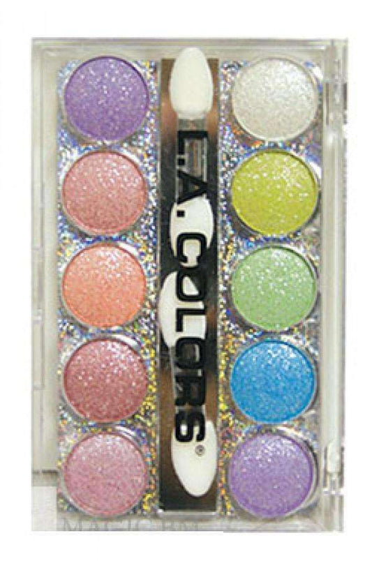 L.A. Colors Glittering Scarlet10 color Eyeshadow - Beautiful Black Hair
