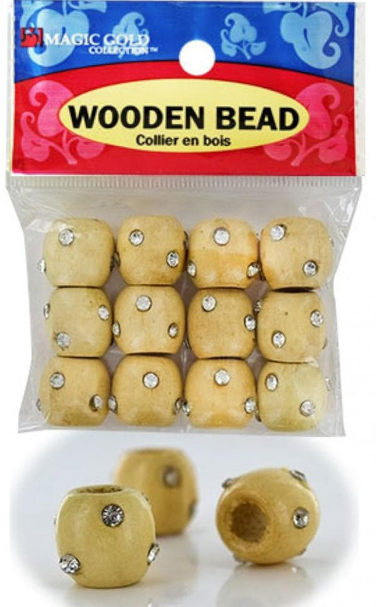 144 Large Wooden Beads w/Stone - Beige - Beautiful Black Hair