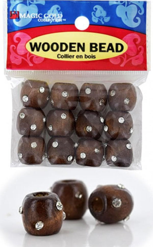 144 Large Wooden Beads w/Stone - Brown - Beautiful Black Hair