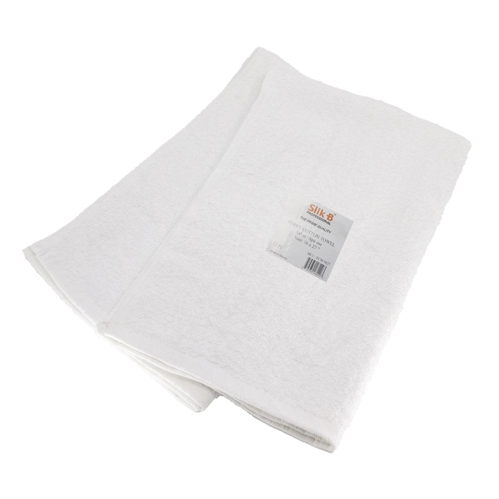 Silk B Professional Terry Cotton Towel - White