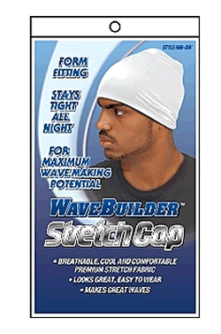 WaveBuilder Stretch Cap #698 White - Beautiful Black Hair