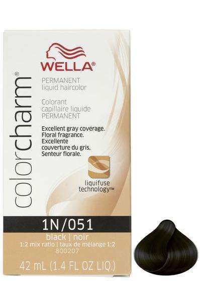 Wella Color Charm Permanent Liquid Hair Color - 1N/051 Black - Beautiful Black Hair