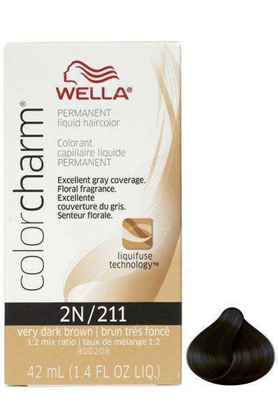 Wella Color Charm Permanent Liquid Hair Color - 2N/211 Very Dark Brown - Beautiful Black Hair