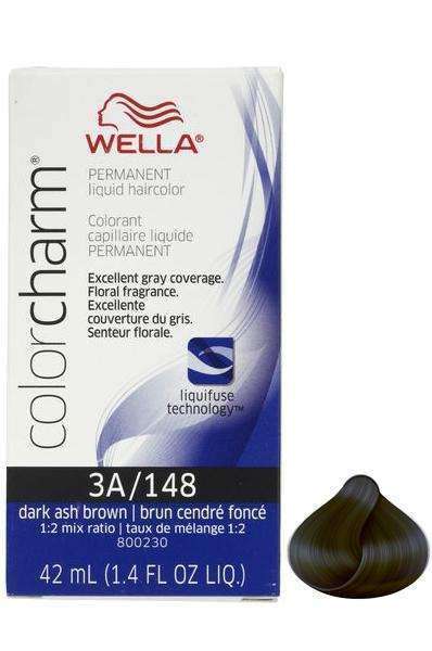 Wella Color Charm Permanent Liquid Hair Color - 3A/148 Dark Ash Brown - Beautiful Black Hair