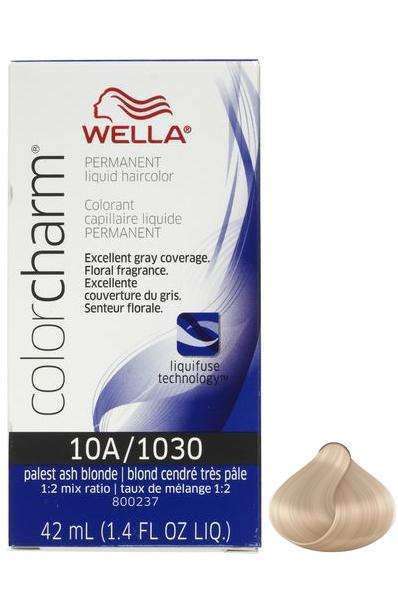 Wella Color Charm Permanent Liquid Hair Color - 10A/1030 Palest Ash Blonde - Beautiful Black Hair