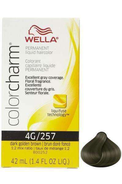 Wella Color Charm Permanent Liquid Hair Color - 4G/257 Dark Golden Brown - Beautiful Black Hair