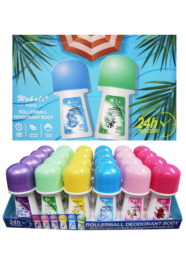 Wokali Rollerball Deodorant Body Anti-Perspirant - 24pcs Display