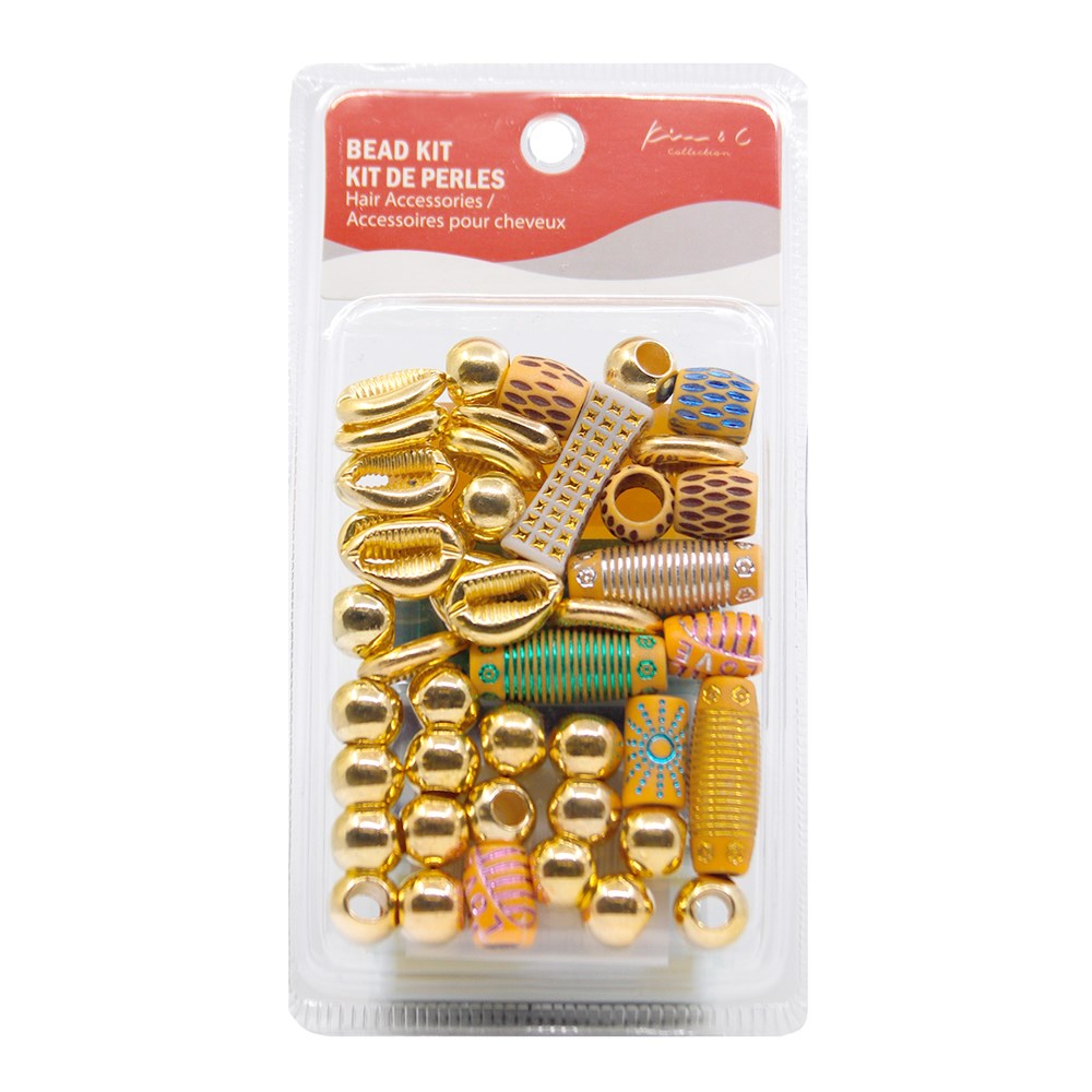 Wooden Hair Beads - Golden #1998