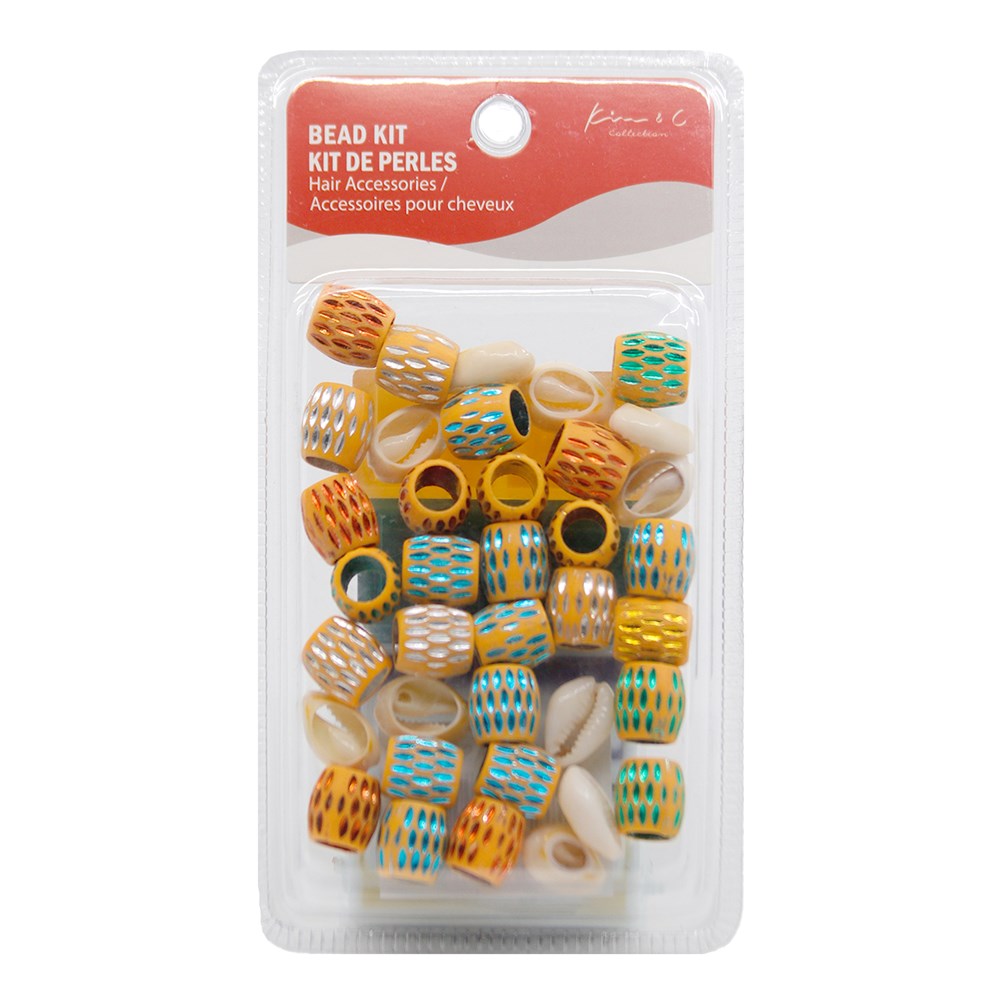 Wooden Hair Beads - Ikat #1996