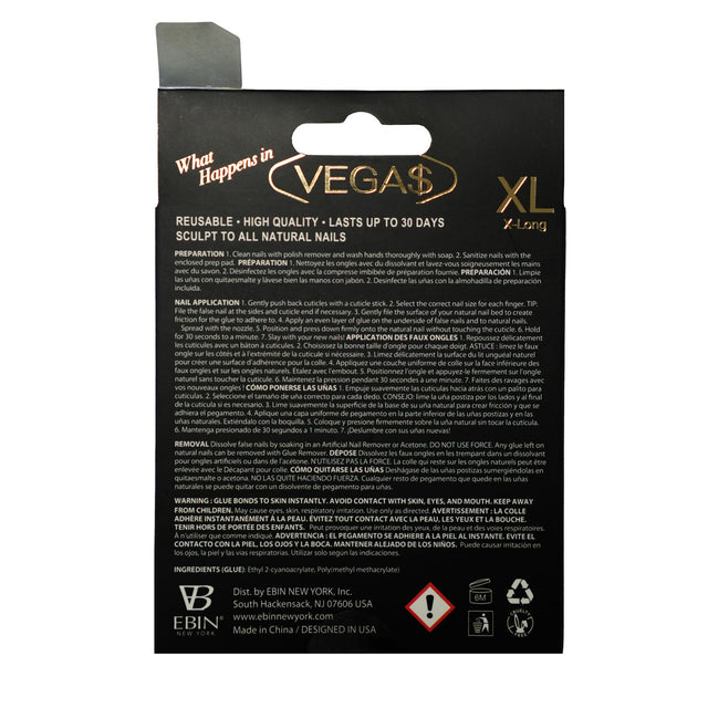 EBIN Press-On Nails What Happens in Vegas - 24K #N3DV006 X-Long