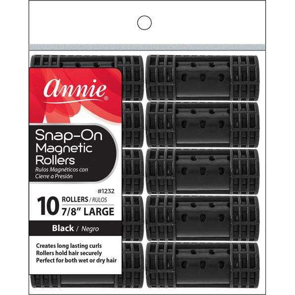 Annie Snap On Magnetic Rollers 7/8" Large Black #1232