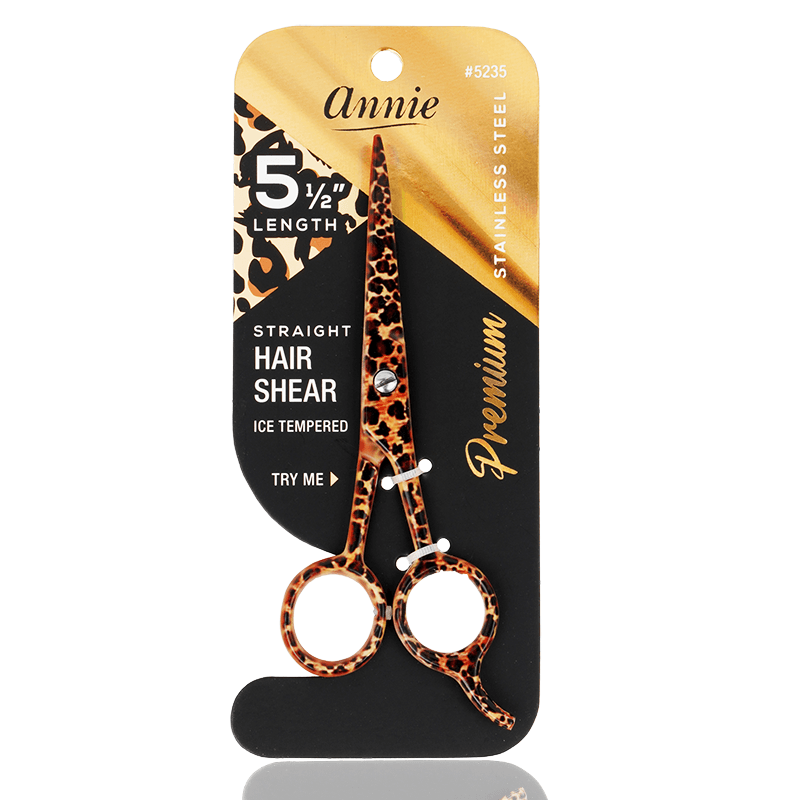 Annie 5 1/2" Premium Straight Hair Shears - Leopard Pattern #5235