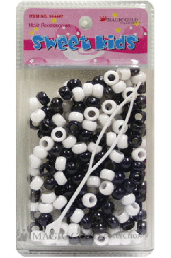 Sweet Kids Hair Beads - Black & White #1608 - Beautiful Black Hair