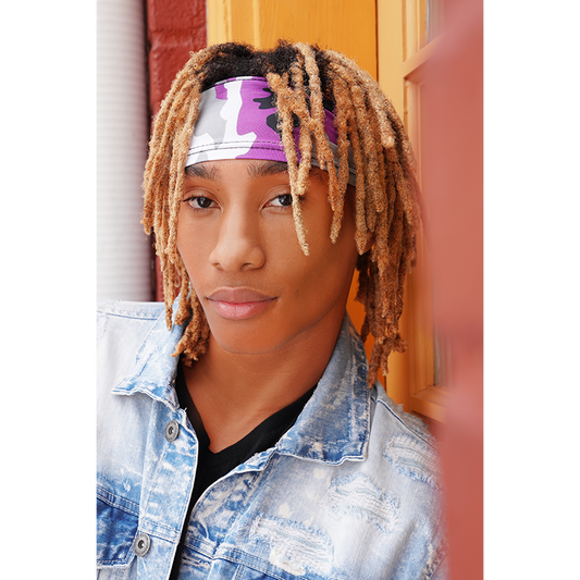 Mr. Durag Spandex Ultra Stretch Dreadlocks Band - Purple Camouflage #3625