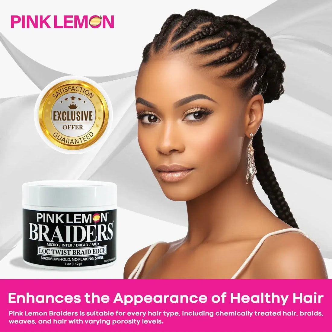 Pink Lemon Braiders Loc Twist Braid Edge Gel
