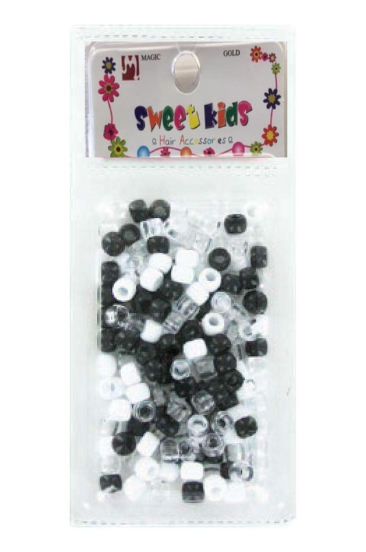 Sweet Kids Beads -  Black, White & Clear Mix #1609 - Beautiful Black Hair