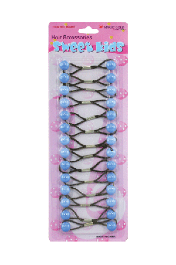 Magic Gold Hair Baubles - Round #XS10 Light Blue Mix - Beautiful Black Hair