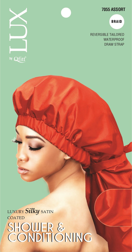 Qfitt LUX Luxury Silky Satin Coated Shower & Conditioning Cap #7055 Assorted