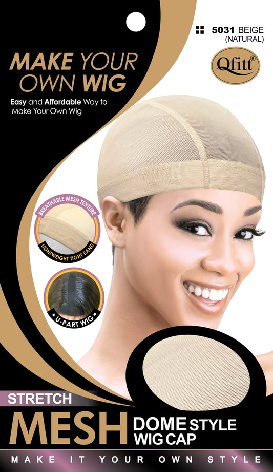 Qfitt Stretch Mesh Dome Style Wig Cap #5031 Beige