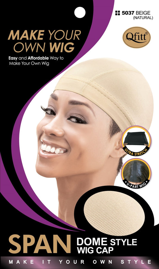 Qfitt Spandex Dome Style Wig Cap #5037 Beige
