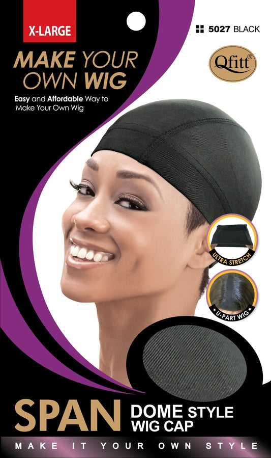 Qfitt Spandex Dome Style X-Large Wig Cap #5027 Black