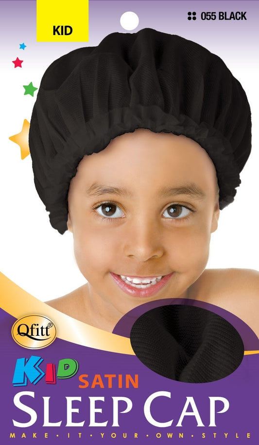 Qfitt Kids Satin Sleep Cap #Q055 Black