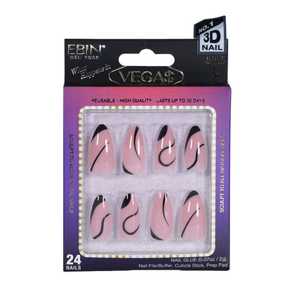 EBIN Press-On Nails What Happens in Vegas - Sin City #N3DV002 Long