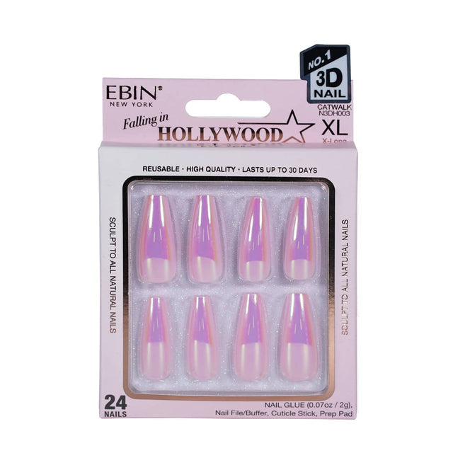 EBIN Press-On Nails Falling in Hollywood - CatWalk X-Long #NN3DH003