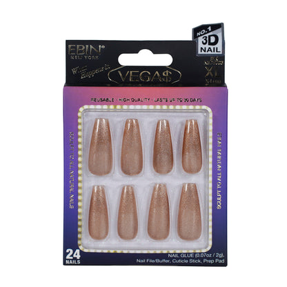 EBIN Press-On Nails What Happens in Vegas - 24K #N3DV006 X-Long