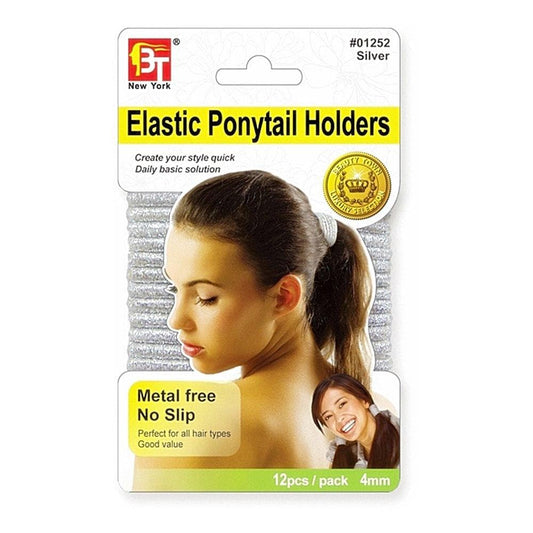 Beauty Town Elastic Ponytail Holders - Silver - Beautiful Black Hair