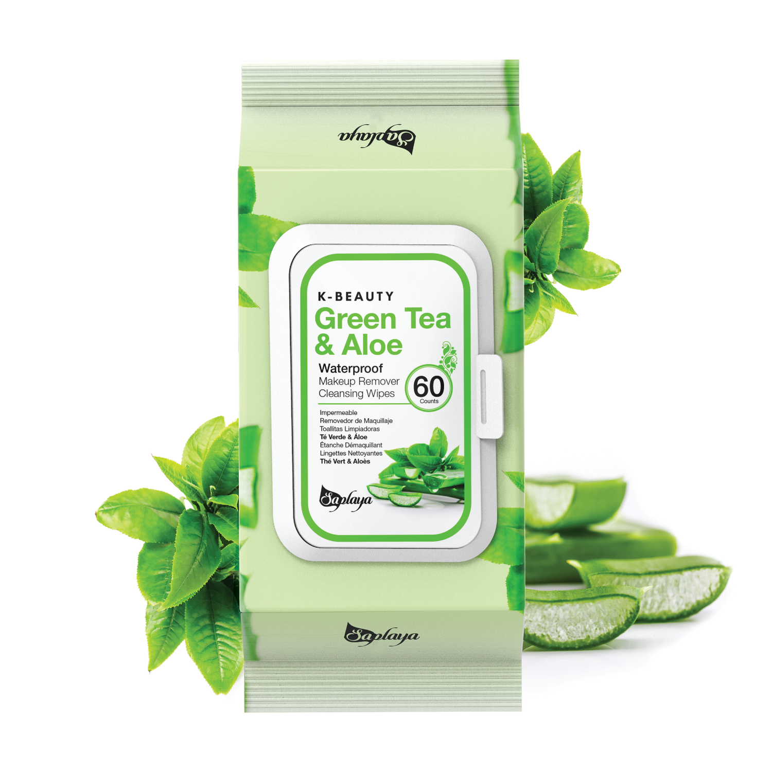 Saplaya Makeup Remover Cleansing Wipes - Green Tea & Aloe