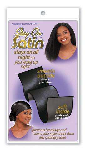 Stay On Satin Wrapping Scarf - Style 1170 Black - Beautiful Black Hair