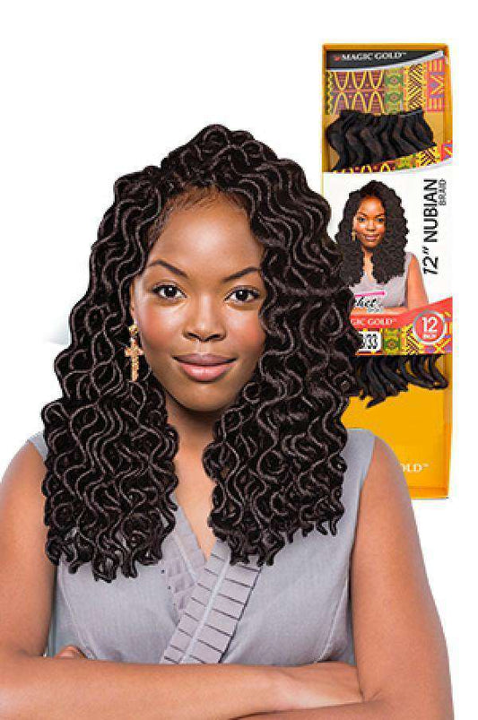 Magic Gold Nubian 12" - Beautiful Black Hair