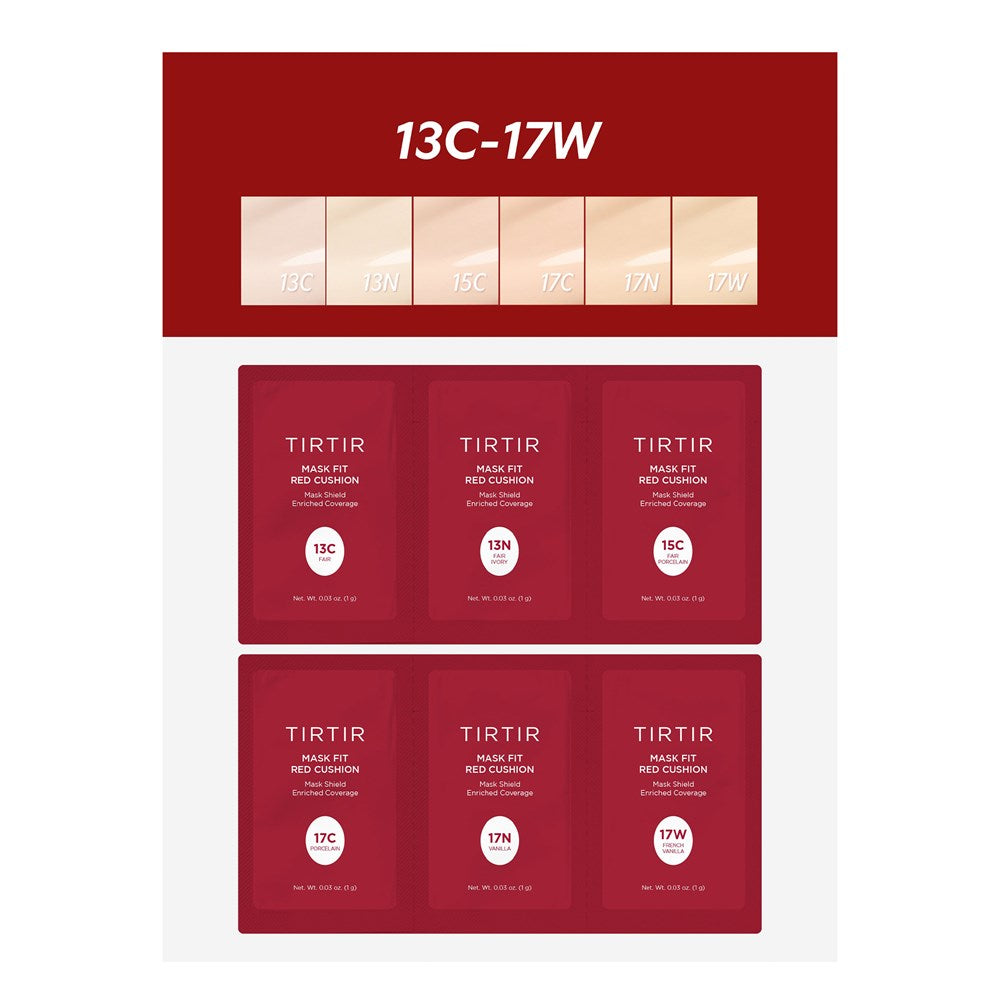TitTir Mask Fit Red Cushion 6 Shade Trial Kit - Light (13C-17W)