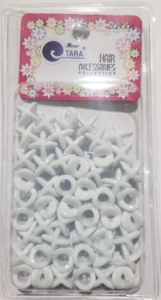 Tara Hair Beads - XOXO White #ZQ9306