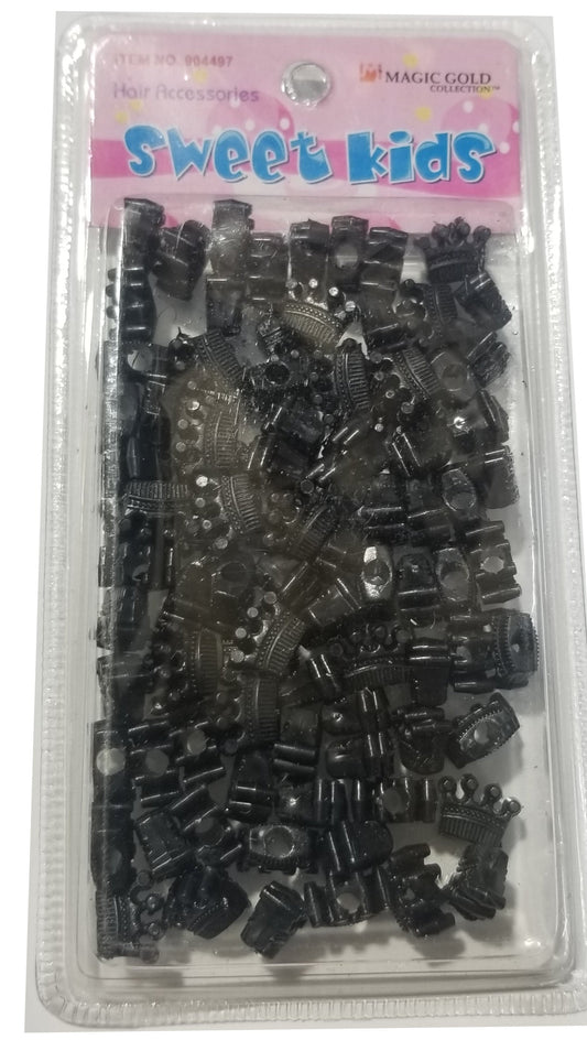 Sweet Kids Hair Beads - Black Crowns #1657