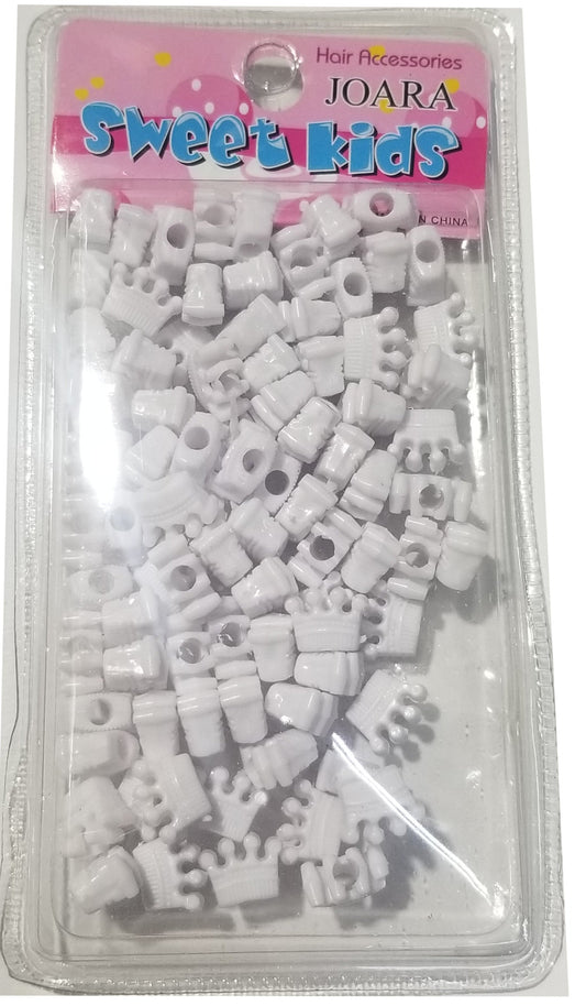 Sweet Kids Hair Beads - White Crowns #1658