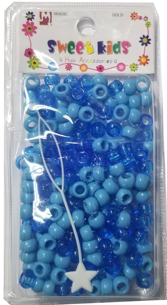 Sweet Kids Hair Beads - Sky Blue Crystal Blue Mix #1629
