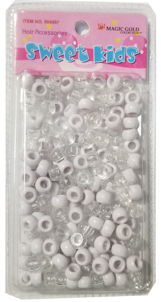 Sweet Kids Hair Beads - White & Clear #1974