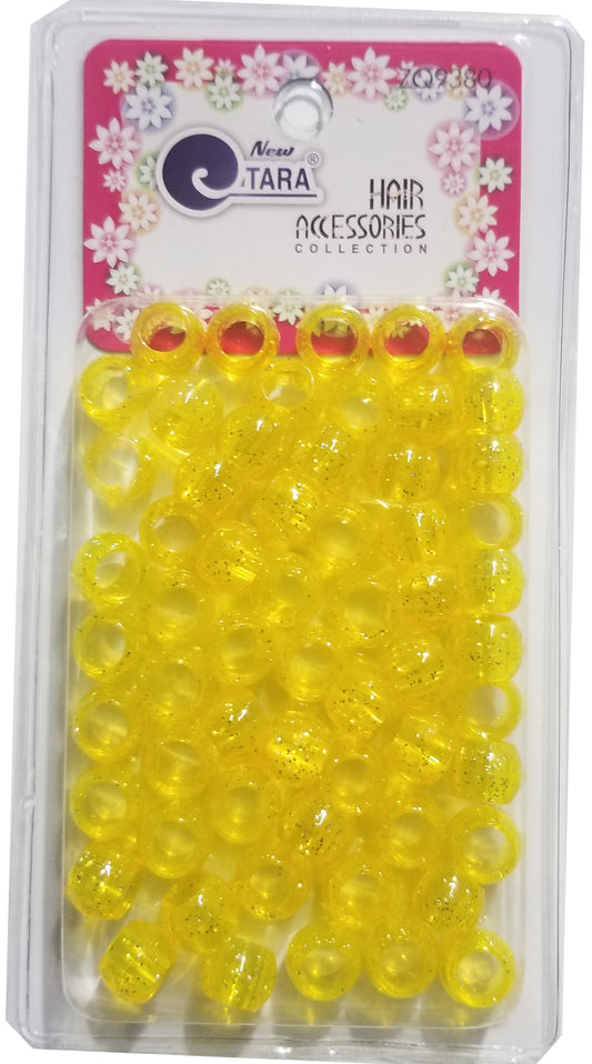 Tara Medium Hair Beads - Crystal Yellow w/ Silver Glitter #ZQ09380