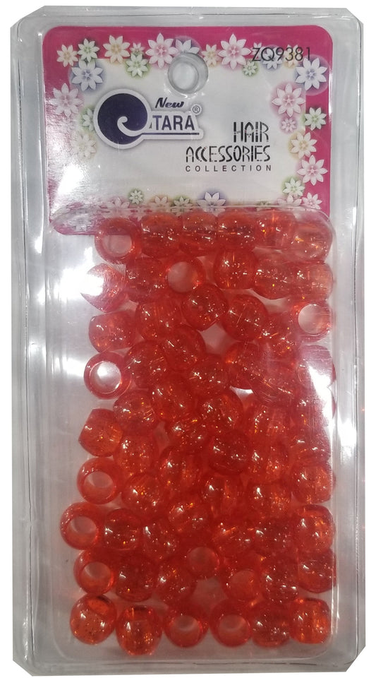 Tara Medium Hair Beads - Crystal Red w/ Silver Glitter #ZQ09381