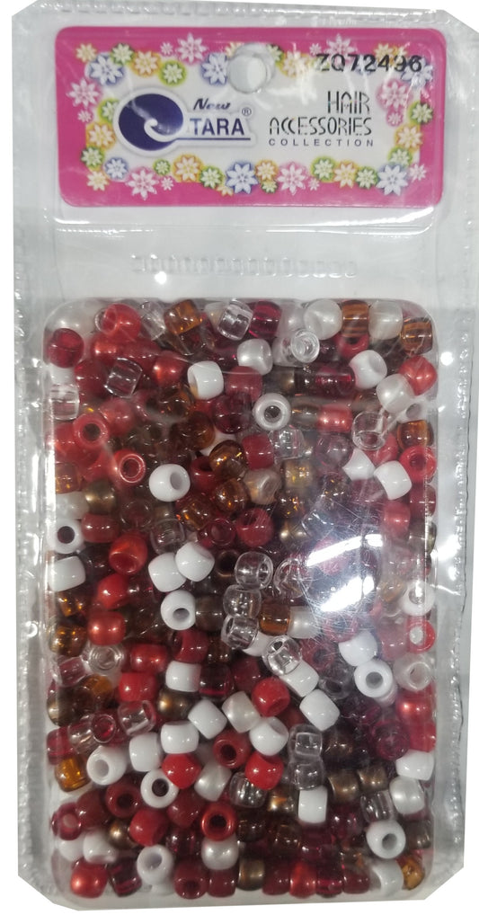 Tara Hair Beads - Red & Brown Mix Jumbo Pack #ZQ72496