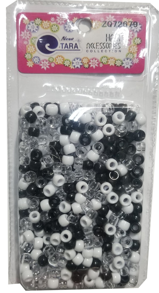 Tara Hair Beads - Black, Clear & White #ZQ72679