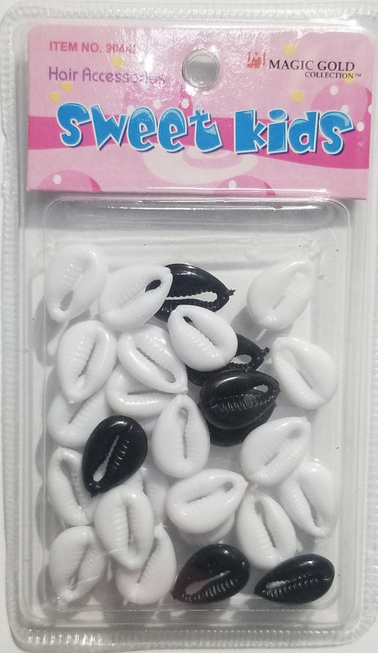 Sweet Kids Hair Beads - Shells Black & White #1996