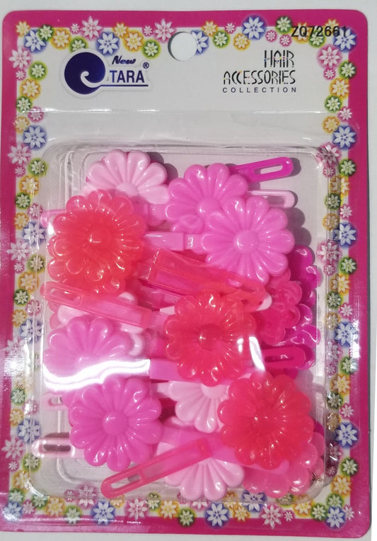 Tara Hair Barrettes - Flowers Pink Assorted #ZQ72661