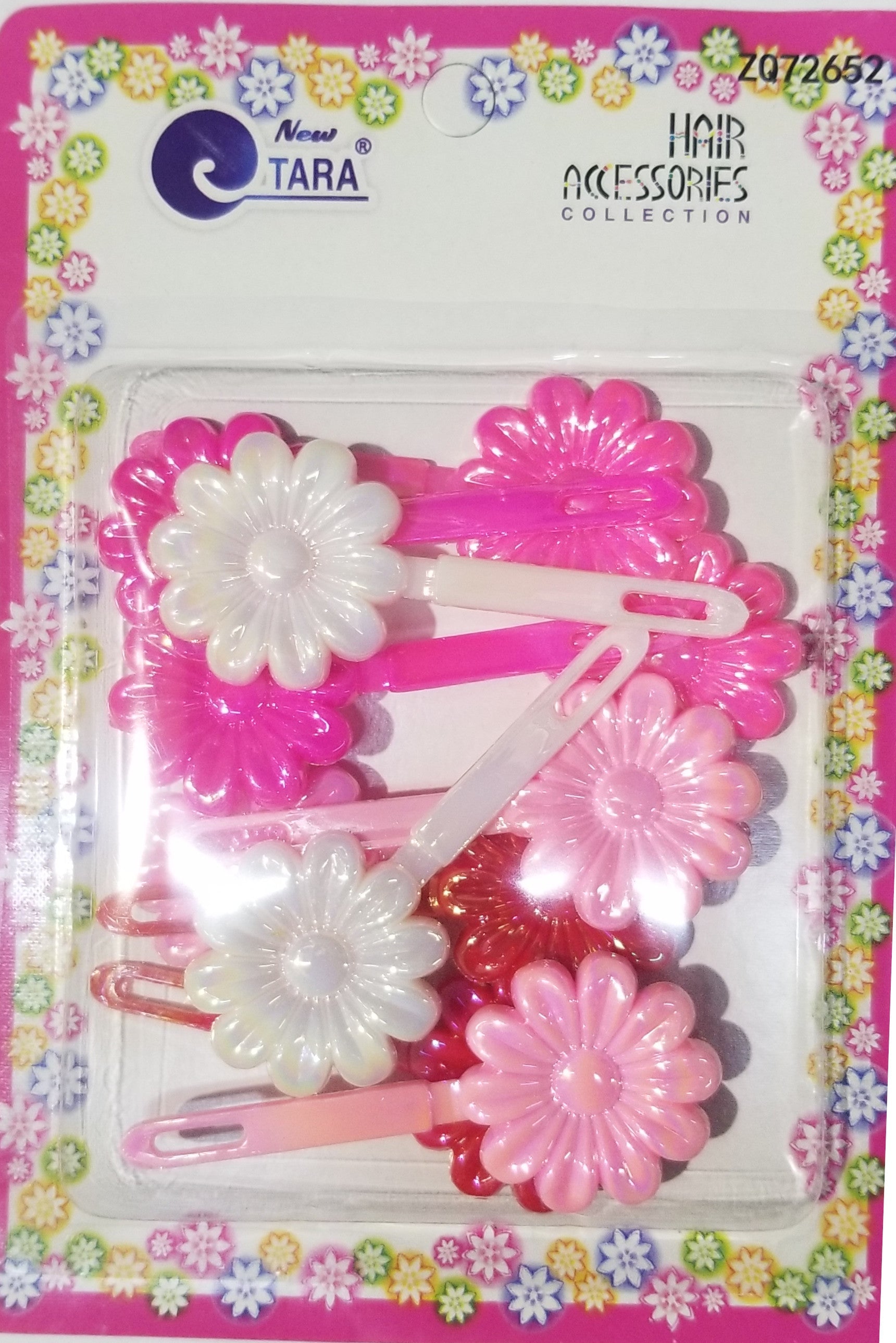 Tara Hair Barrettes - Flowers Glossy Pink #ZQ72652