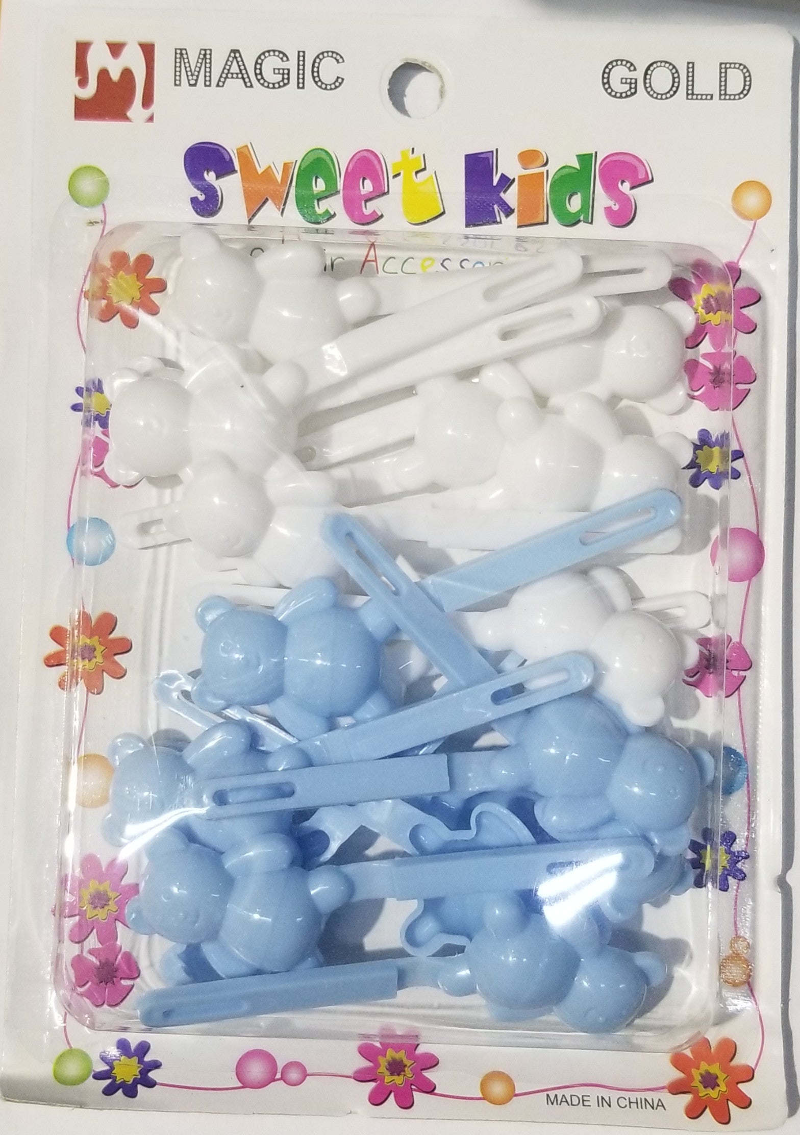 Sweet Kids Hair Barrettes - Bears Blue & White #5135WLB