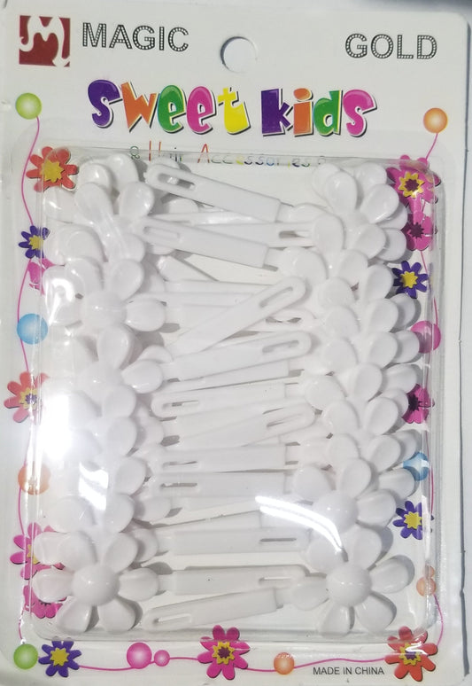 Sweet Kids Hair Barrettes - Flower White #5137W